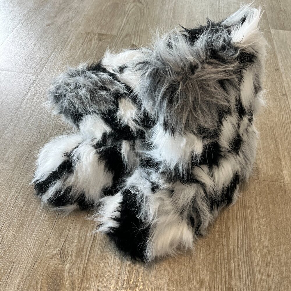 Womens Black/White Faux Fur Mid-Calf Boots - 43 (10) - Picture 3 of 6